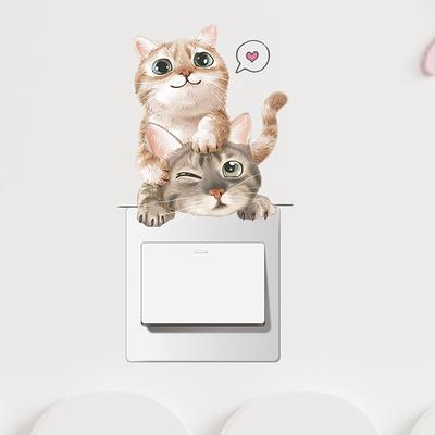 Cartoon Kätzchen Switch Aufkleber für Kinderzimmer Flur Kindergarten Heimdekor Abnehmbare Selbstklebende Abziehbilder