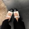 Inner Heightening Version~ Xiaoxiangfeng One-word Buckle Mary Jane Shoes 2025 French Round Head Color Matching Single Shoes Ballet Shoes