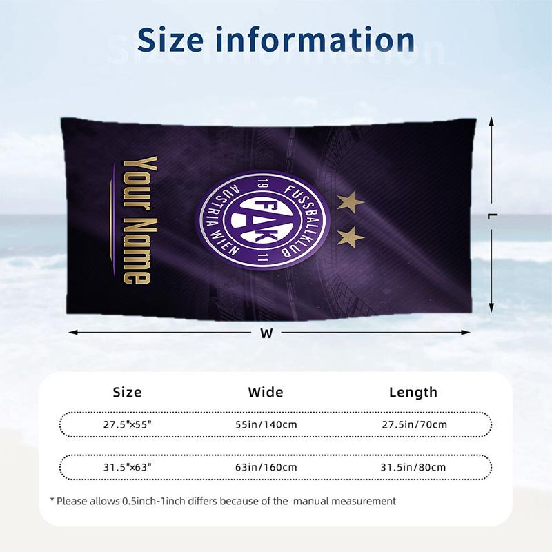 Beach Towel Austria Wien FC Print Custom Name Text Soft Towel for Swimming Pool