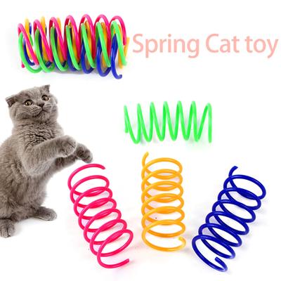 4 Stück Katzenspielzeug Bunte Katzenfeder-Spielzeug Kätzchen Spiralfeder-Spielzeug Haustier Angstreduzierung Weihnachtsgeschenk Indoor Jagdspielzeug