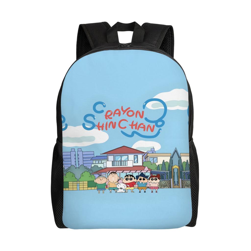 3D Print Crayons Shins Chans Backpacks for Girls Boys Cartoon College School Travel Bags Women Men Bookbag Fits 15 Inch Laptop