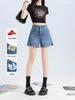A-Linien-Denim-Shorts mit Vier-Wege-Stretch – Superweich, Hohe Qualität, Sommerlicher Seitenschlitz, Dreiviertelhosen