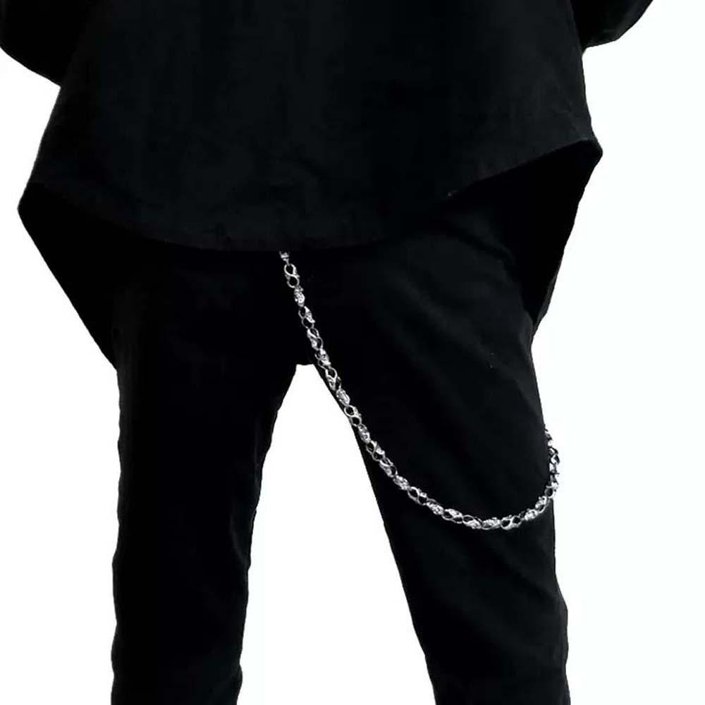 Lanț Reglabil pentru Pantaloni cu Craniu Y2K Punk Aliaj de Zinc Decor Talie Lanț Vintage pentru Blugi Bărbați Petrecere