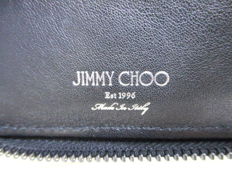 Authentic Jimmy Choo Black White Leather Bifold Wallet Compact Wallet Lawrence #9752  Refurbished
