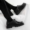 Fashion Thick Sole Men's Leather Shoes Non Slip and Waterproof Square Toe Platform Male Casual Shoe High Quality Fashion Social New In