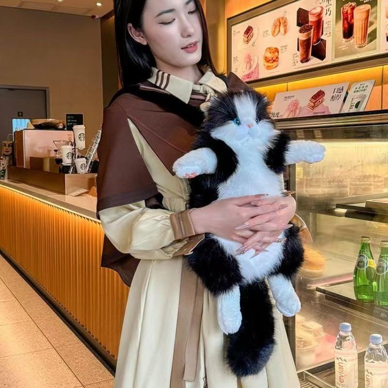 Simulated Cow Cat Backpack Cute Doll Plush Toys Girl Friend A Birthday Present Cartoon Unisex Bag School Travel Backpack