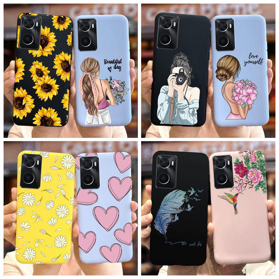 For Oppo A76 Case CPH2375 Fashion Cartoon Girls Cover For Oppo A96 Soft Silicone Case For Oppo A36 A 76 96 OppoA76 OppoA96 Shell