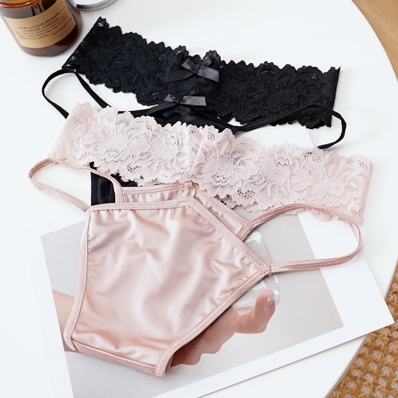 CINOON Damen Sexy Dessous G-String Höschen Femal Solid Lace Taille Unterwäsche Low-Waist Bow Underpant Comfort Intim
