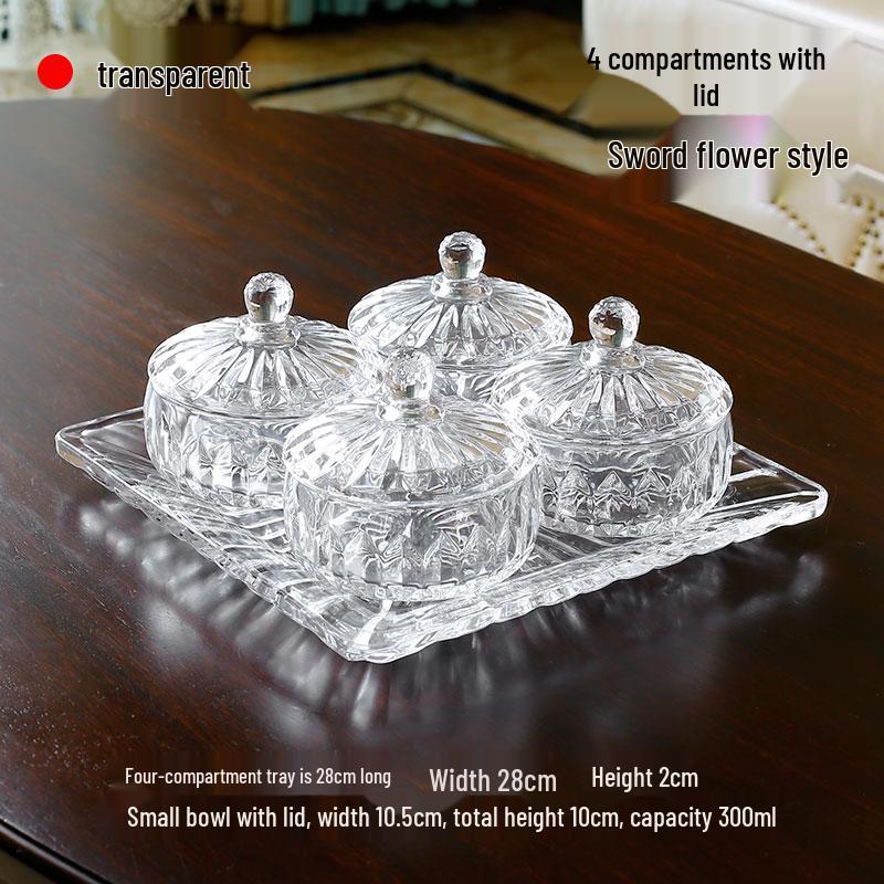 French Luxury Crystal Glass Candy Bowl: Exquisite Transparent Sugar or Jewelry Storage Jar