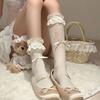 Japanese ballet style bow tube socks children's summer thin hollow lace stacked tube socks