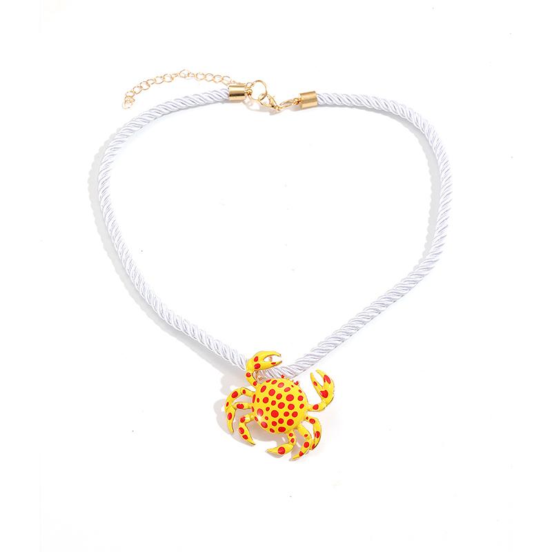 

Colorful Enamel Crab Pendant Necklaces for Women Fashion Ocean Style Exaggerated Charm Choker Necklace Vacation Jewelry Gift жовтий