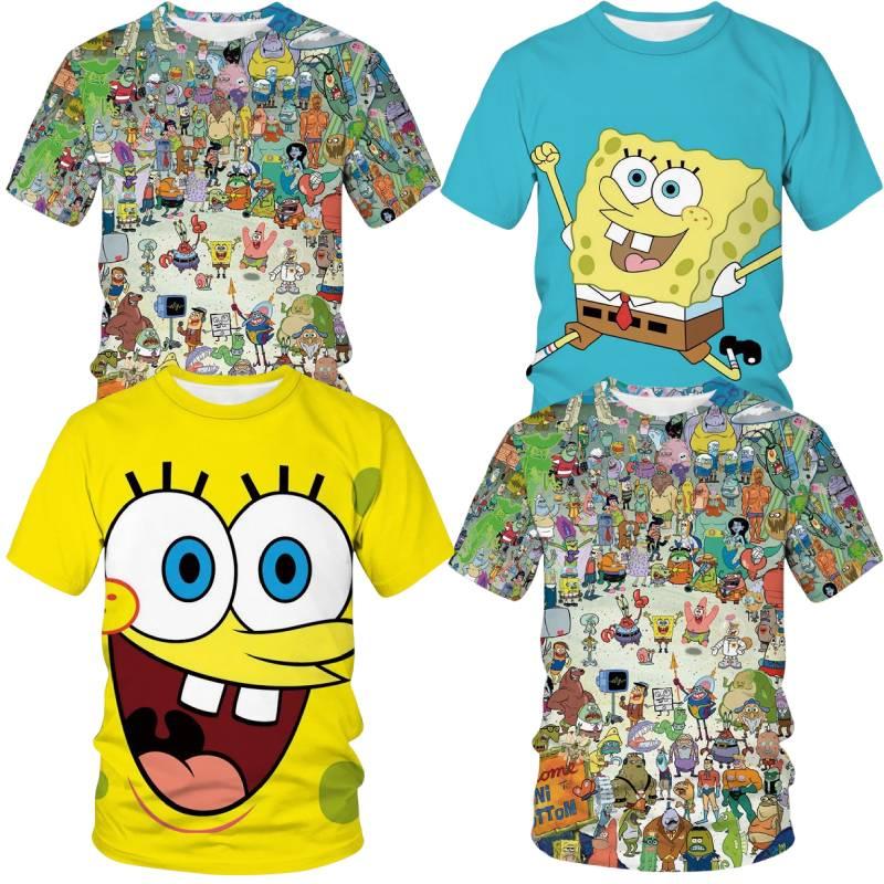 Cute 3d Spongebob Squarepants Cartoon T-shirt For Boys And Girls