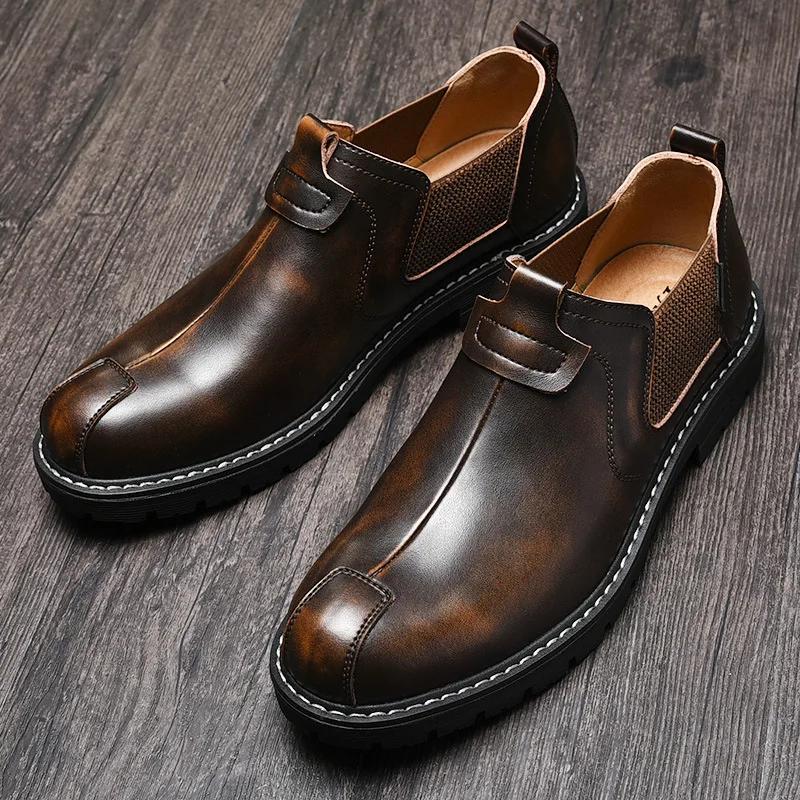 New Arrival Retro Bullock Design Men Classic Business Formal Shoes Pointed Toe leather shoes Men Oxford Dress Shoes 2025 new