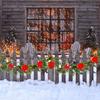 2 Pack 9' Pre-lit Flocked Christmas Garland, Lighted Poinsettia Spruce, Battery Operated, Green Red