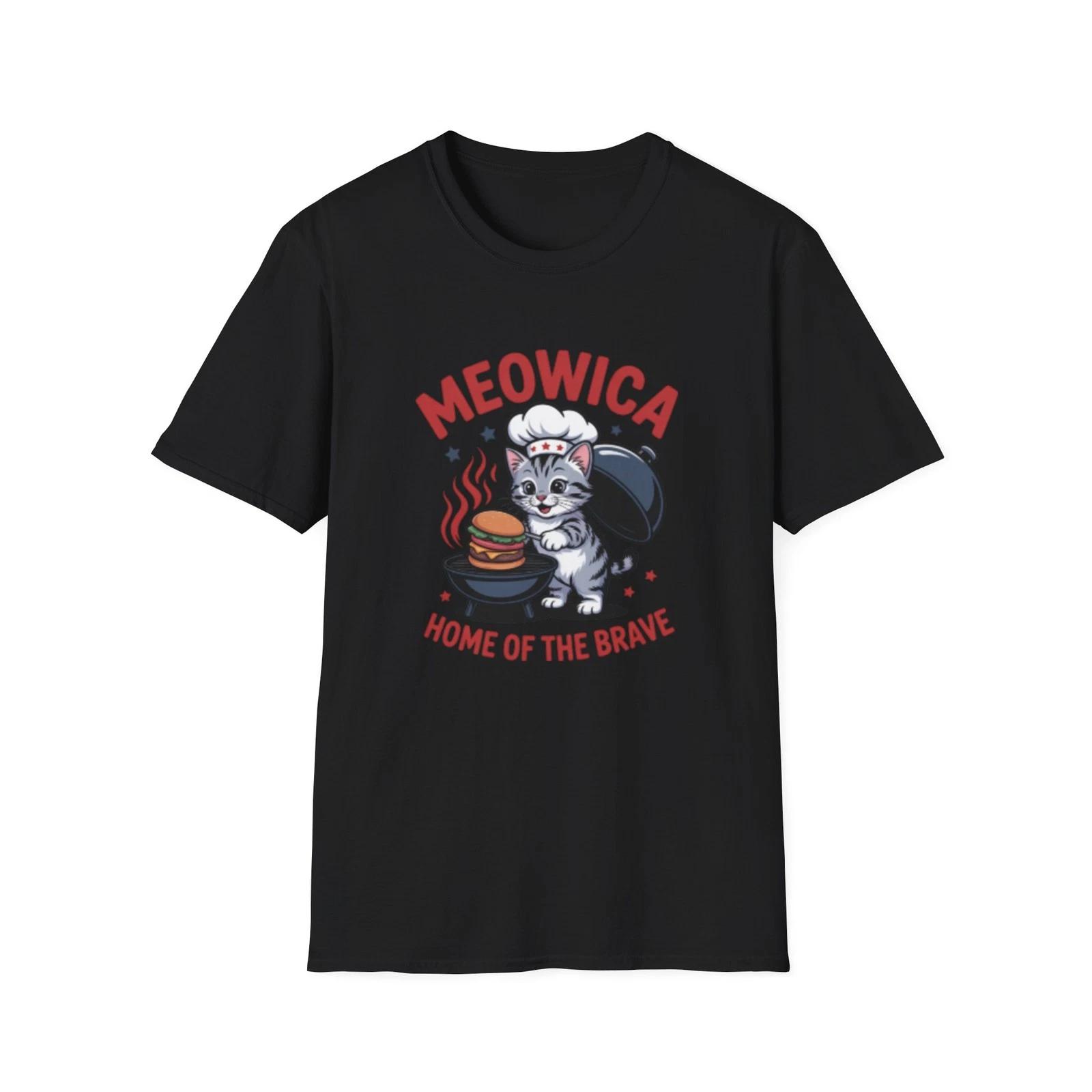 -Meowica Cat Chef T-Shirt | Home of the Brave Americana Cat 2XL