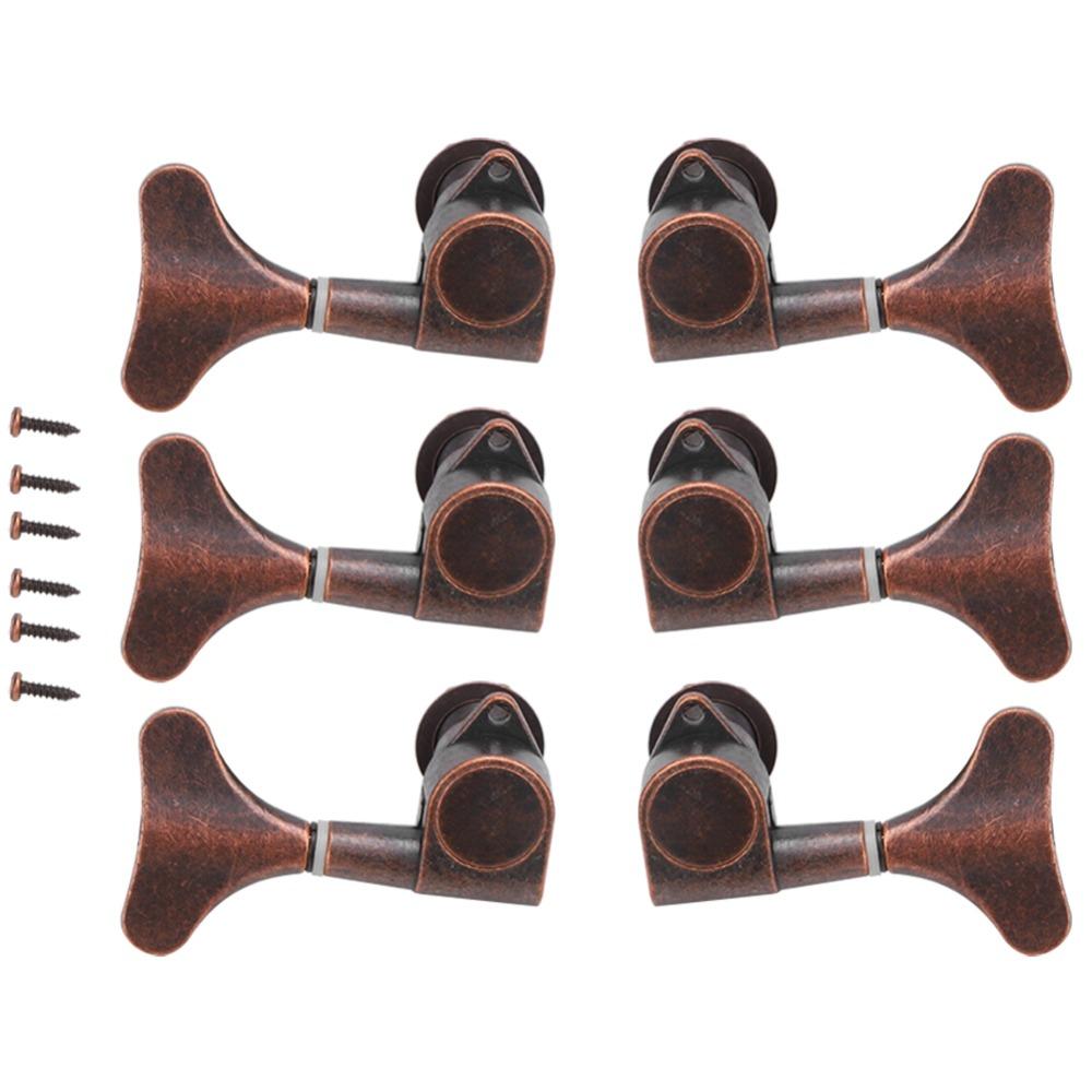6PCS Fishtail Shaped Bass Tuning Key Pegs Metal Bass Parts Bass Tuners  Electric Bass Guitar