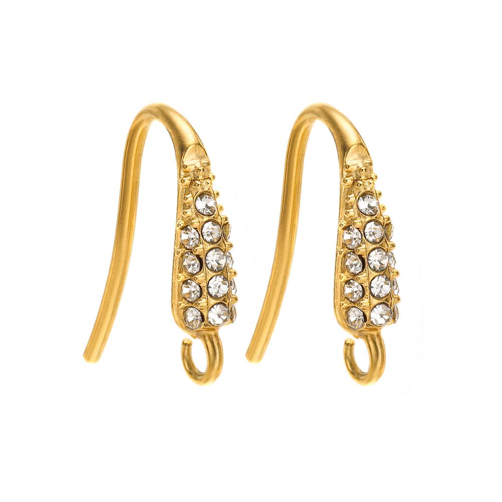 10pcs Stainless Steel PVD Gold Plated Zircon Earring Hooks Wires for DIY Jewelry Findings Accessories Handmade Earrings Making