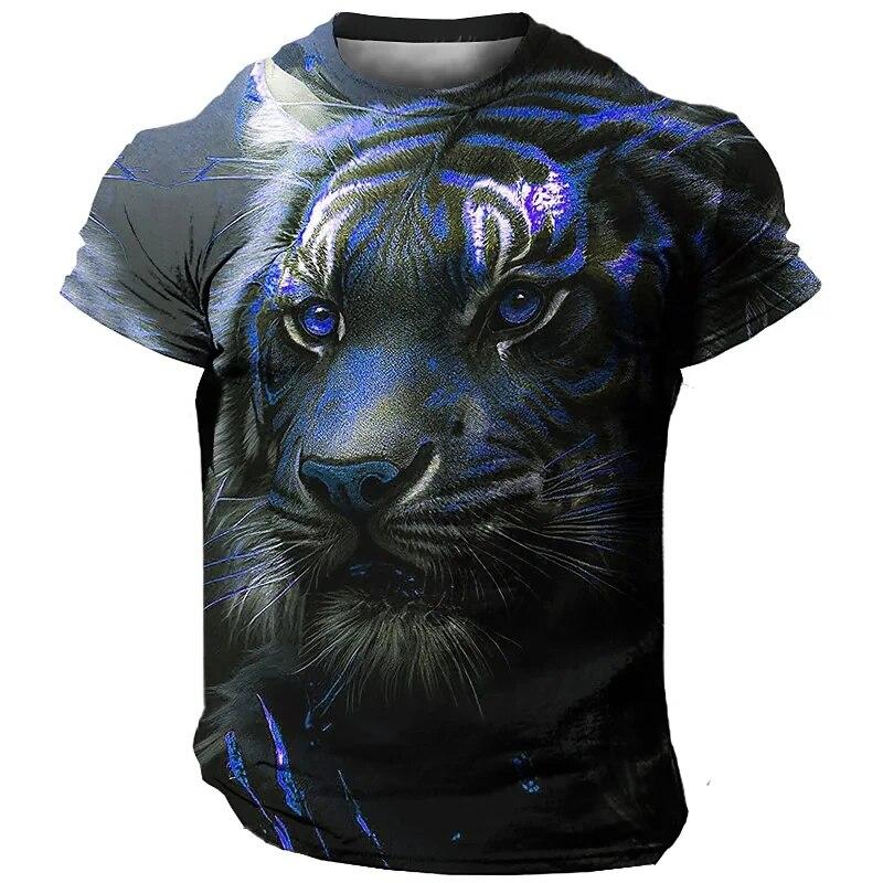 Oversized Men's T-Shirt 3D Tiger Print Tees Tops Summer Casual Mens Animal Pattern T Shirt Streetwear Quick Dry Fashion Clothes