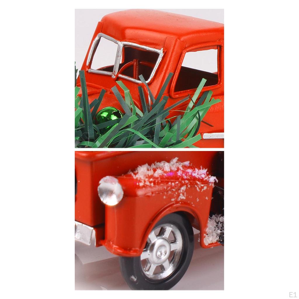 Farmhouse Truck Ornaments, Holidays Red Car Decoration and Xmas Tree, Christmas Decor for