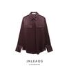 Jnleaog Autumn New Women's Clothing European, American and French Style Design Pocket Silk Satin Texture Shirt 8987213