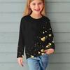 Fashion Children Casual Long Sleeved Letter Heart Pattern 3D Print Tops Funny Style Comfortable Round Neck Pullover Clothing