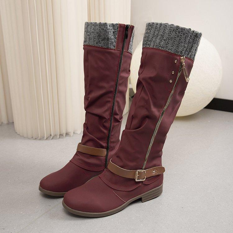 Foreign trade large size 2025 autumn and winter new European and American thick heel side zipper high women's boots spot independent station