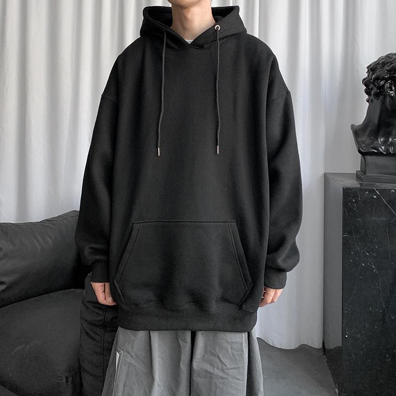 Solid Color Sweater Spring And Autumn Hong Kong Style Couple Hooded Jacket Loose Trend Student Autumn Clothes