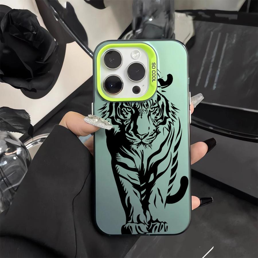 Cover Phone Case for iPhone 12 11 16e 13Pro 16Pro 16 13 15 Plus 14 Pro MAX Strong Tiger