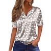 Women's Fashion Casual Retro Print  Collar Short Sleeve Button T-Shirt Top
