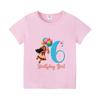 Moana 2 Cartoon Pattern Numbers Girls Cute T-shirts Kids Birthday Party Clothes 1-9 Print Child Tee Fashion Summer T Shirt Gifts
