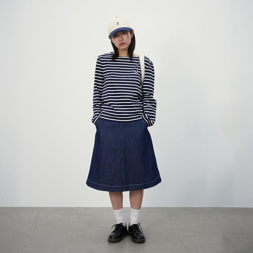 KANGOL Women'S Striped Long Sleeve 3547 Navy