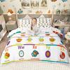 Homewish Kids Alphabet Duvet Cover Set For Boys Girls Monogrammed Bedding Set School Life Theme Comforter Cover Set
