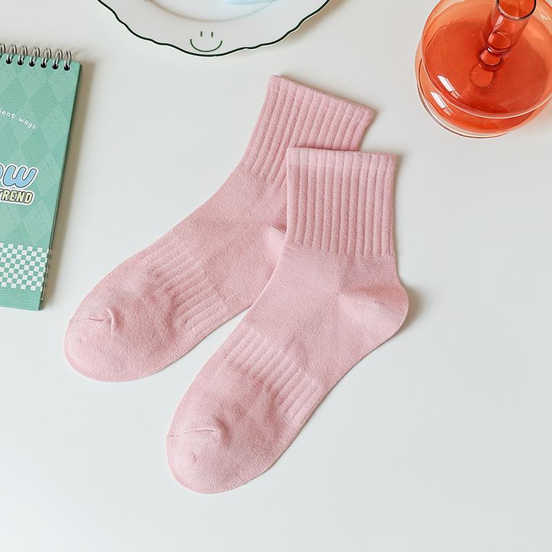 

Женские весенне-осенние простые однотонные универсальные спортивные дышащие влагоотводящие гольфы-трубы 1 pair розовый