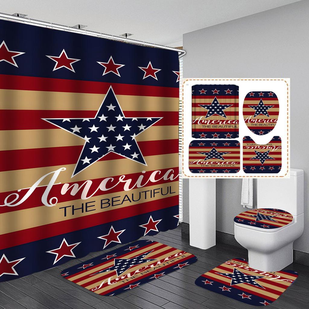 Waterproof and mildew-proof shower curtain for bathroom, dry and wet separation, shading and warm shower curtain four-piece set