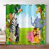 Safari Animals Window Curtain Cartoon Jungle Forest Print Curtains Home Decor Drapes For Baby Children Bedroom Living Room 2pcs