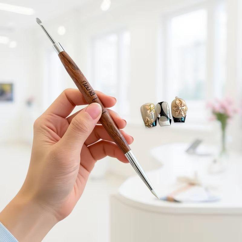 Multifunctional Mixing Pen Wood Double Headed Nail Art Brush Carving Flower Painting Pen DIY Manicure Tool