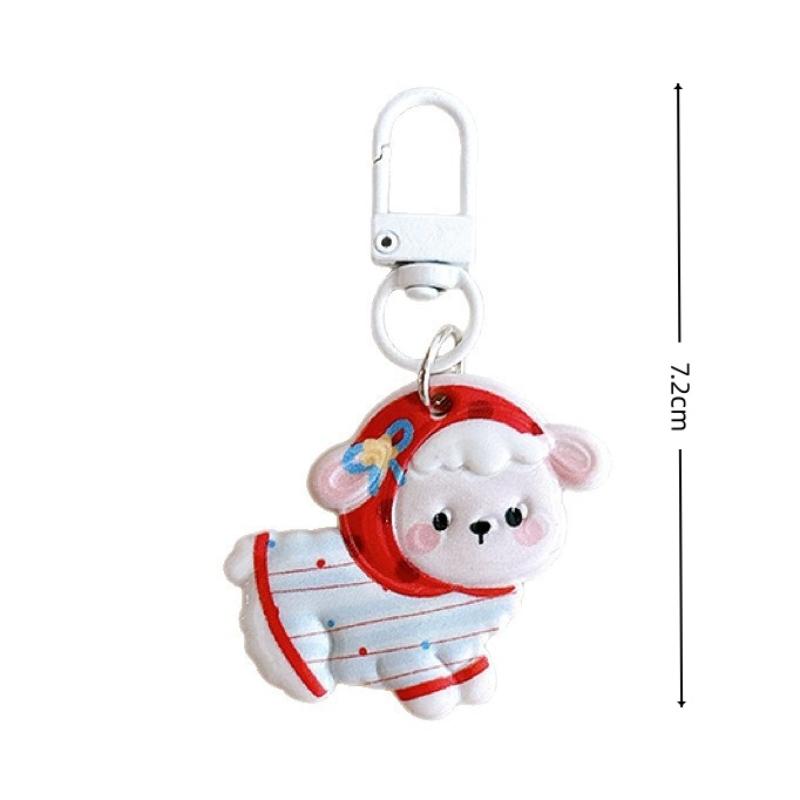 Cute Resin Sheep Keychain Animal Cartoon Funny Lamb Key Ring Creative Charm Bag Pendant Backpack Decoration