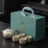 Dunhuang gold and silver wrong beam pot, one pot, four cups of bronzing and silver gift box, hospitality, business gifts, kung fu tea set