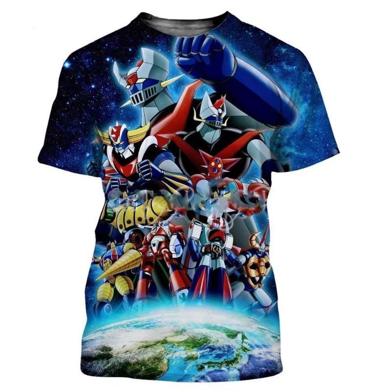 2026 New Anime Mazinger Z All Robot Characters 3D Full Print T Shirt Men Kids Casual Loose Street Tee Vintage Cartoon Mecha Tops