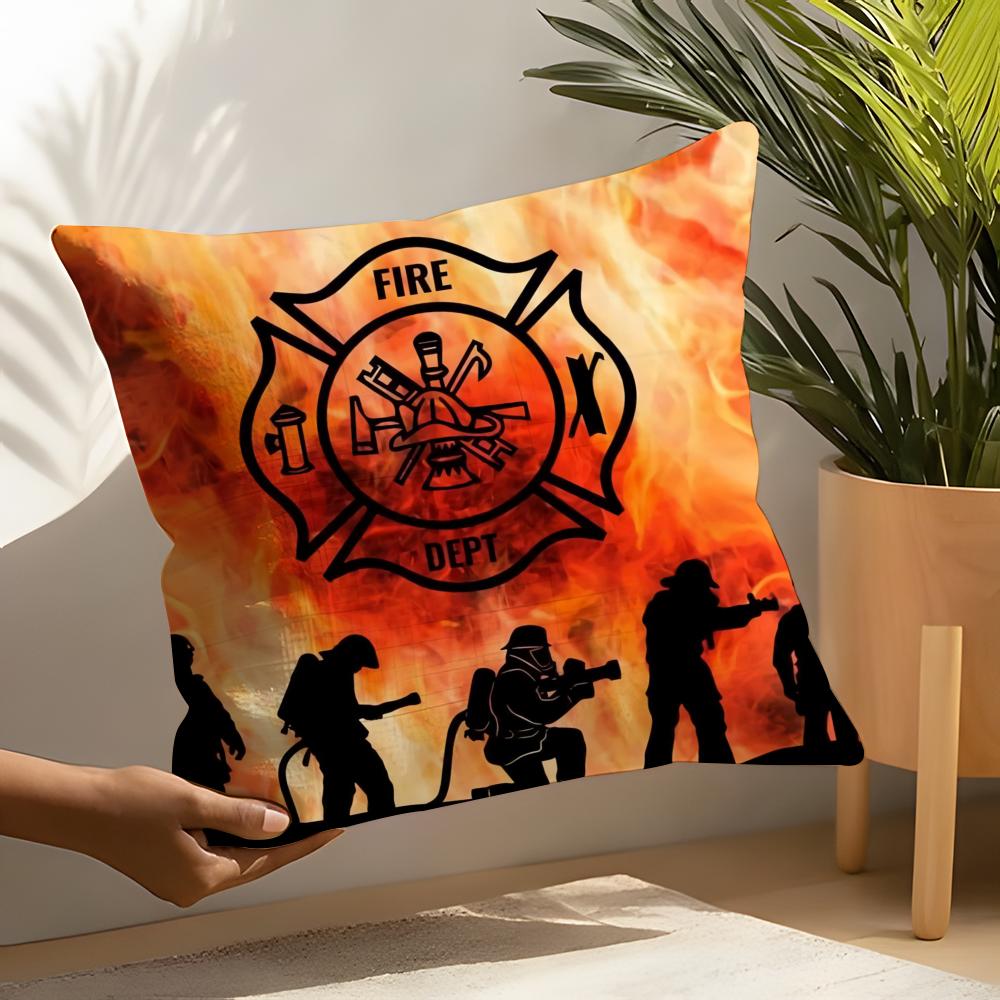 Firefighter Department Logo Rescue Soft Cute Pillow Case Linen Cushion Covers For Decorative