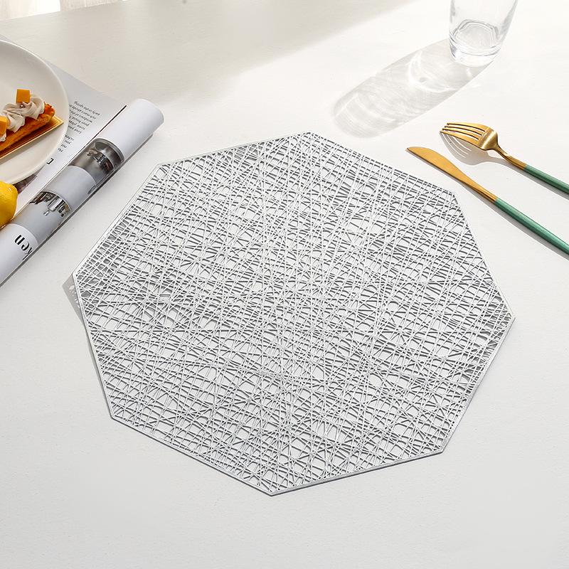 

Трансграничная ПВХ подставка с многоугольным узором - Кофейная теплоизоляционная подкладка для декора западного ресторана 38 cm серебряный