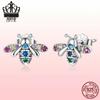 Everlove Dazzling Spider Stud Earrings In Sterling Silver with Colorful Zircon