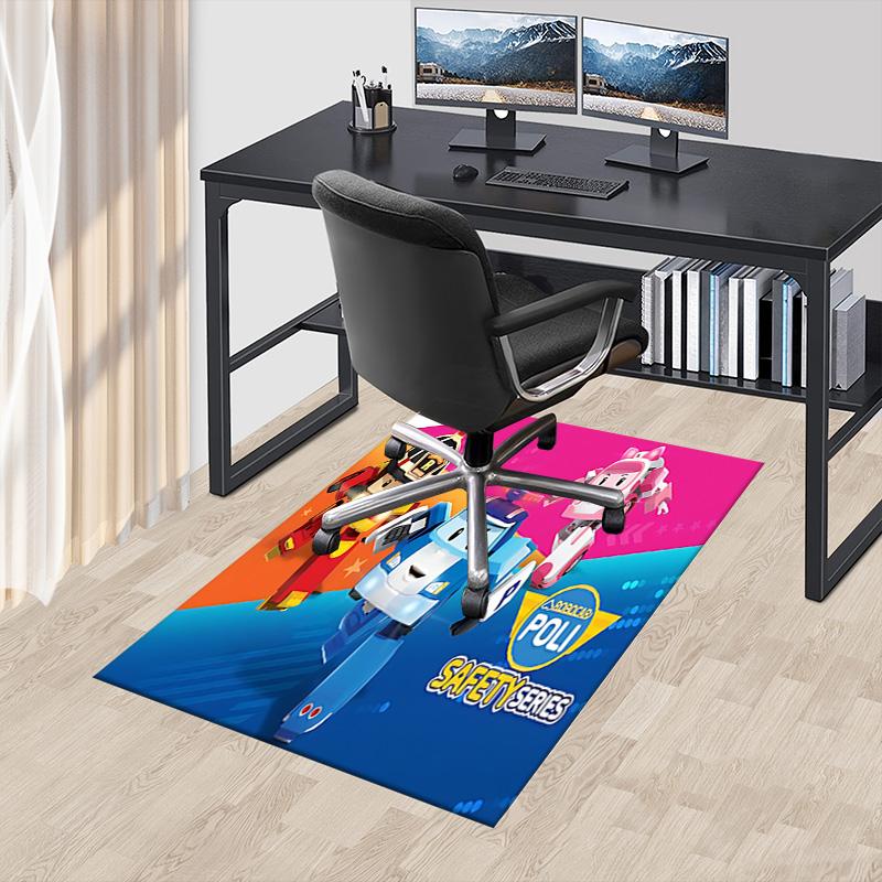 1pc Robocar Poli Adventure Carpet for Playroom Bedroom Living Room Sofa Home Decor,kids Game Area Rug Non-slip Floor Mat Y730150