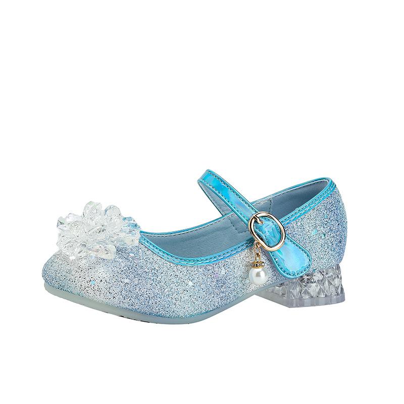

Girls High Heels Spring and Autumn New Crystal Shoes Wedding Party High Heels Flower Bridesmaid Children s Performance Shoes 25 синий