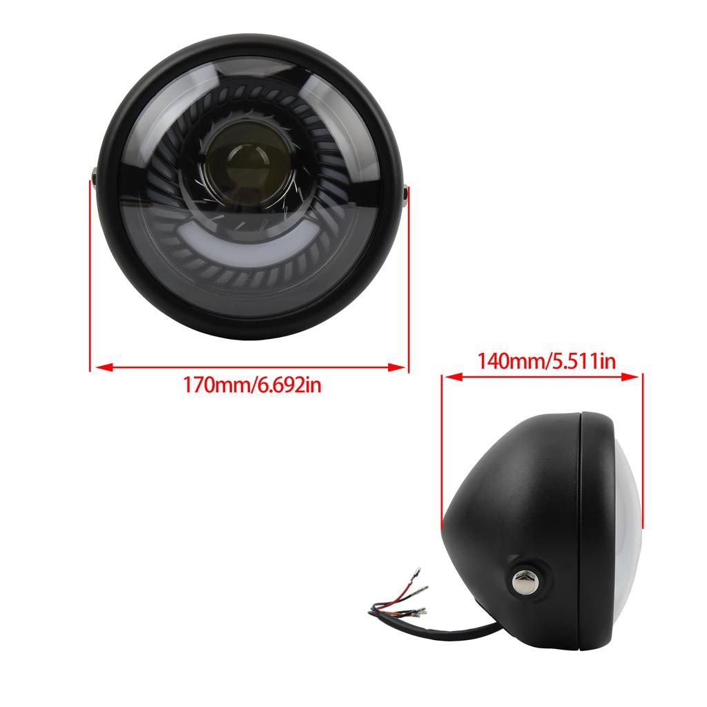 6.5" Motorcycle Round Light LED Headlight Universal for Cruisers Choppers Cafe Racer Bobber Moto Parts Head Lamp Accessories