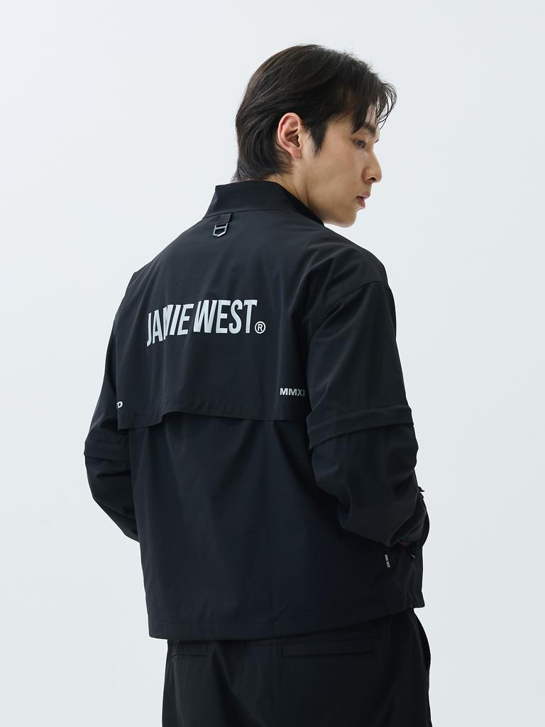 Jamie West Nylon Detachable Double-Zip Windbreaker (Black)