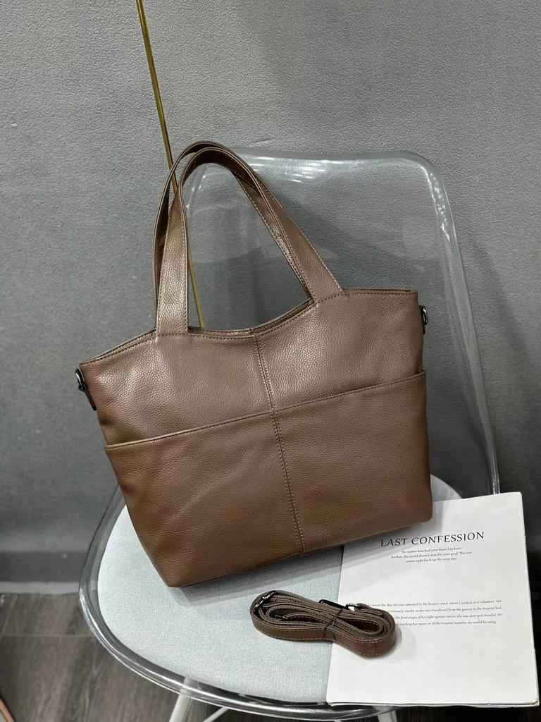 2026 New Arrival Genuine Leather Women's Large Capacity Tote Bag - High-Quality Single-Shoulder Purse Ladies' Underarm Hobo Bag