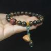 8mm Natural Wood Bead Bracelet Lotus Pendant Men Women Jewelry