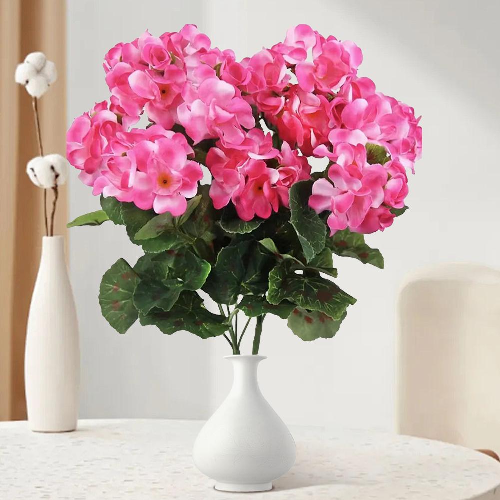 2 Pcs 12.6inch Artificial Geraniums Flowers Nonwoven Faux Geranium Floral Bushes No Upkeep Required Indoor Home Decor