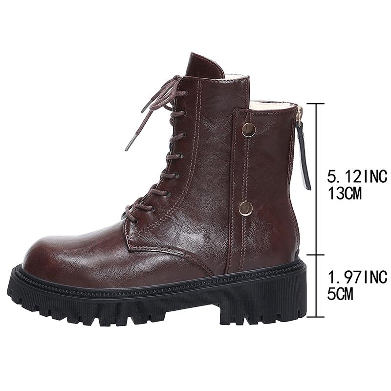 

Fashion Black Thick Sole Punk Ankle Boots Women Vintage Lace Up Platform Motorcycle Boots Woman 2025 Pu Leather Gothic Shoes Size 35-42 42 коричневый